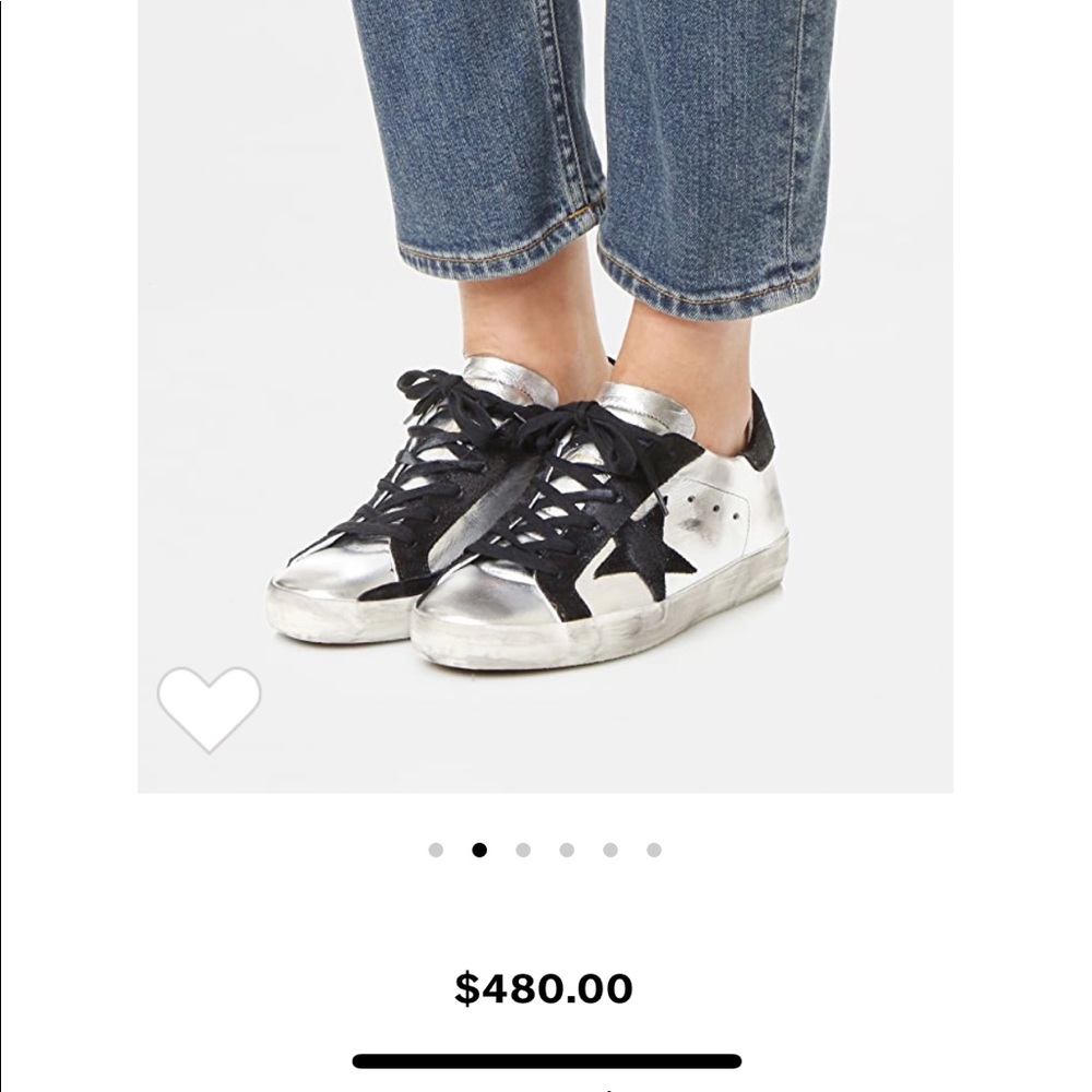 Golden Goose Superstar silver leather and black.